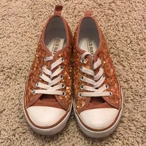 Copper sequin sneaker
